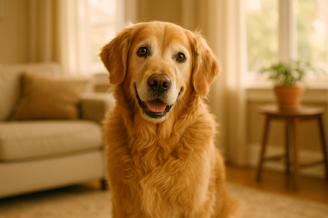 Chien senior attentif et alerte, symbole de vivacité mentale et de bonne santé cognitive
