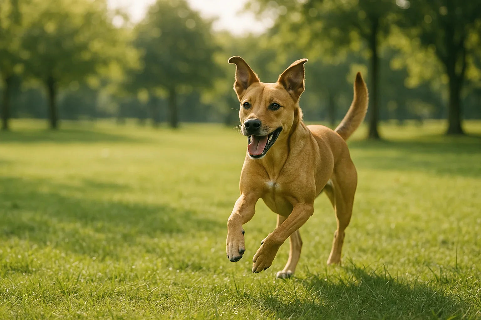 Chien actif courant dans un parc, poids de forme