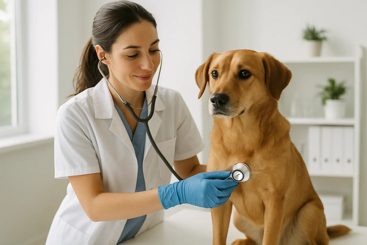 Chien examiné par un vétérinaire, prévention santé