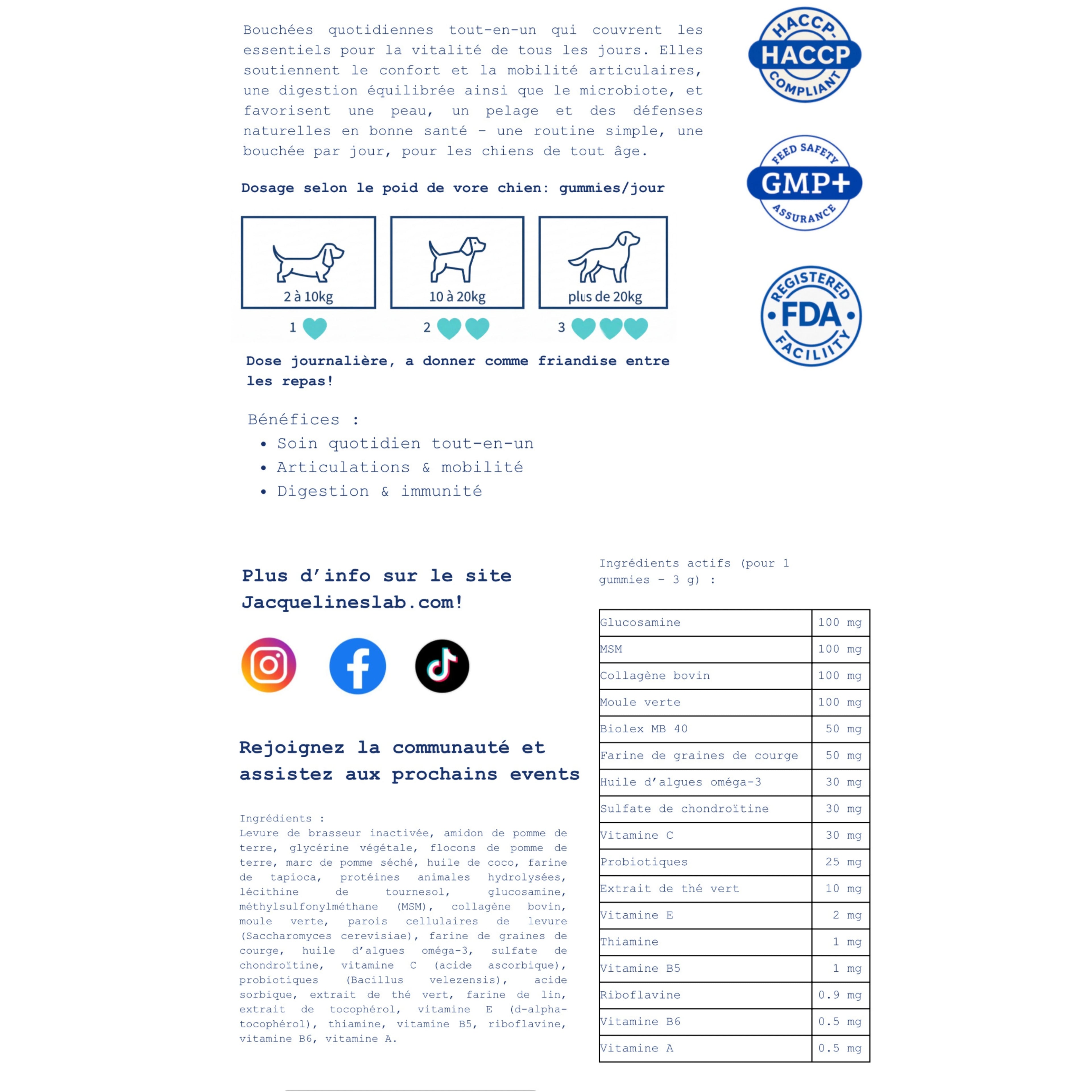 Multivitaminé - Complément articulaire pour chien