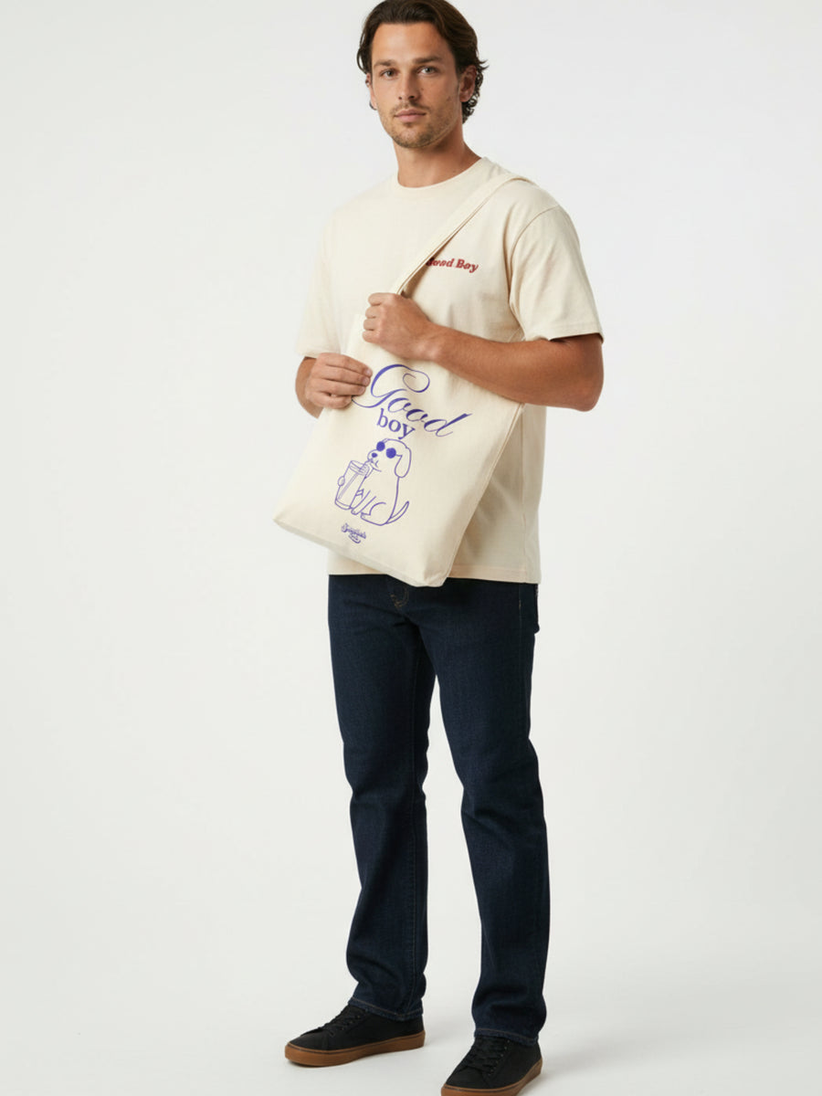 Tote bag Good Boy Jacqueline's Lab porté en situation